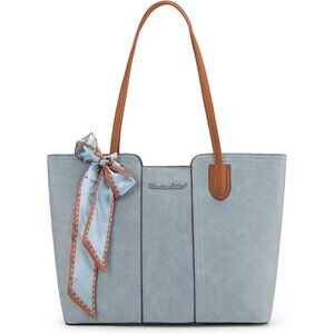 Women Pastel Blue Imported Top zipper Top Handle Satchel Purses Handbags